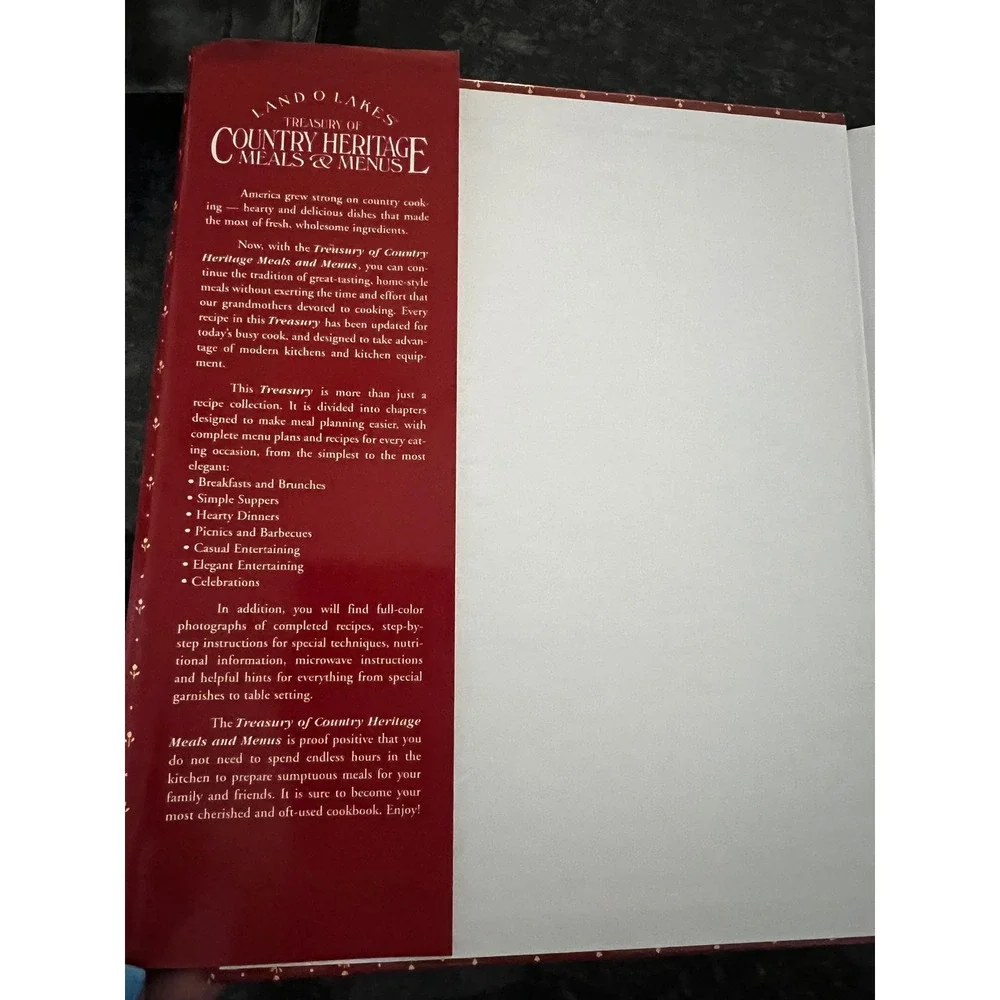 Land O Lakes Treasury of Country Heritage‎ Meals Cookbook Vintage 1994 Hardcover